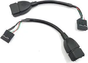 USB Header to USB Cable,Motherboard USB 2.0 Adapter Cable, USB 2.0 Type A Female to Dupont 9 Pin Female Header Motherboard Cable Cord (2-Pack 0.1M)