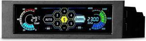 5.25 Touchscreen LCD 5 Way Fan Speed Controller-PC Computer Cooling Temperature Controller Front Pane w/ Temperature Monitor, RPM Display,Speed Control and Fan Fail Alarm Feature
