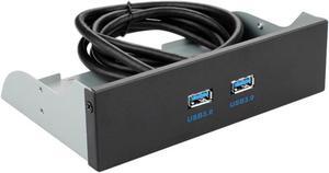 2 Port USB 3.0 5.25" Internal CD-ROM Bay Front Panel USB Hub,Dual USB 3.0 Type A Female to Motherboard USB 20 pin Splitter Adapter w/ 5.25 inch Metal Bracket