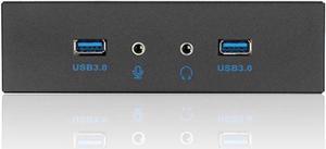 PC Case 5.25 inch front panel 2 Ports USB 3.0 USB Hub w/ HD Audio Output & Microphone,2.6ft USB 20pin to 2x USB 3.0 Splitter w/ Stereo Audio Mic