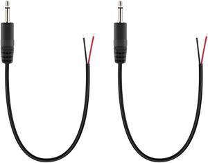 (2 Pack) Replacement 3.5mm Male Plug to Bare Wire Open End TS 2 Pole Mono 1/8" 3.5mm Plug Jack Connector Audio Cable Repair