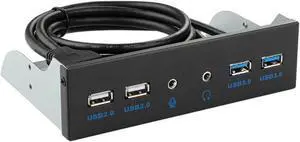 5.25 Inch Front Panel 4 Ports USB Hub w/ HD Audio Output Port & Microphone Input,2 Port USB 3.0 & 2 Ports USB 2.0 Hub w/ Stereo Audio Mic 5.25" CD-ROM Bay Bracket