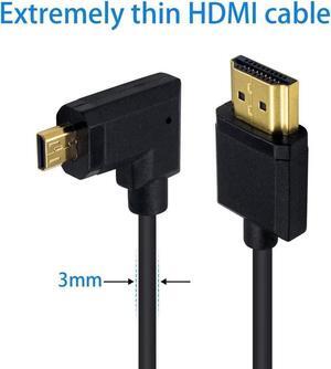 Micro HDMI to Standard HDMI Cable Micro HDMI to HDMI Adapter Cable Extreme Thin Right Angled Micro HDMI Male to HDMI Male Cable for 1080P 4K UltraHD 3D Ethernet (6 inch/ 15cm)