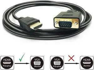 HDMI to VGA Adapter Cable 1080P HDMI Male to VGA Male MM Video Converter Cord VGA Adapter Compatible with HDMI Desktop Laptop DVD to 15 Pin DSUB VGA HDTV Monitor Projector 6Feet