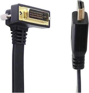 DVI to HDMI HDMI to DVI Flat Cable DVI-D to HDMI Adapter Bi-Directional Right Angle Gold-Plated DVI(24+1) Monitor Cable for PC Laptop HDTV Porjecto (DVI-HDMI Male)