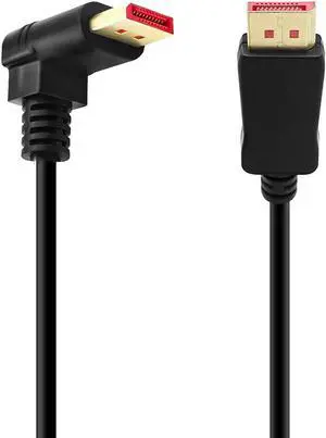 Right Angle Displayport 1.4 Cable Upward Angled Displayport Cable 90-Degree Angled Displayport Cable V1.4 6FT/1.8M up to 8K/60Hz 4K/144Hz Supported