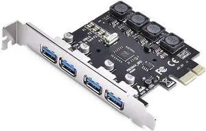 4 Ports PCIE to USB3.0 Expansion Card, USB3.0 Superspeed 5Gbps Front Expansion Card, USB PCIE Expansion Card for Win XP Win7 Win 8 Win 10 Win 11 Linux