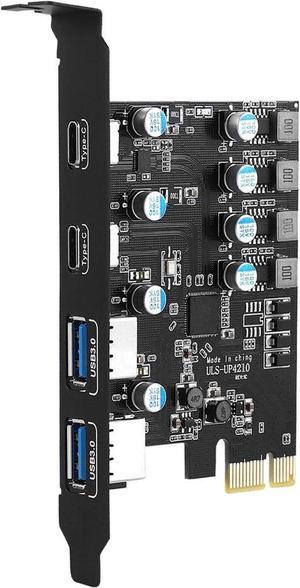 PCIe to 4 Port USB 3.0 (2X Type-C - 2X USB-A) Expansion Card,PCI Express X1 to USB 3.2 Gen1 5Gbps Hub Add on Card,Support Windows 10/8/7/XP and MAC OS 10.8.2 Above