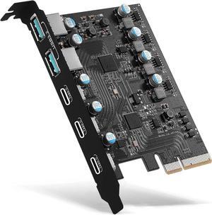 PCI Express Expansion Card, 10Gbps USB 3.2 Gen 2 5-Port Front Expansion Card, Connect5 Devices Expanded - (3X USB C - 2X USB A)
