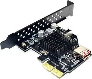 USB C Motherboard Header PCIe Card, USB 3.2 20Pin Internal Connector PCI Express Card for Front Panel, USB 10Gbps Type-E A-Key & USB 2.0 Type-A Female Expansion Card with Full-Profile Bracket