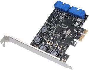 Super Speed PCI Express to Dual 20 Pin USB 3.0 Controller Card PCI-E X1 to 2 Ports USB 3.0 Header With Low Profile Bracket