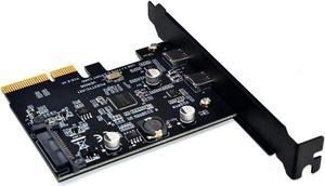 USB C PCIe Card,PCI-Express 4X to Type C USB 3.2 Gen 2 (10 Gbps) 2-Ports Expansion Card with Asmedia Chipset ASM3142 (Dual Type C) for Windows 7/8/10/Linux/MAC OS - Full & Low Profile Slot Bracket