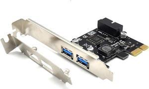 USB 3.0 PCI Express(PCIe) Expansion Card, PCI-e X1 to 4 Ports USB 3.0(2 USB Type-A+USB Internal 20Pin) Controller Card-Build in Self-Powered Technology-No Need Additional Power Supply