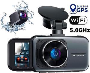 Real 4K 5G WiFi Dual Dash Cam with WiFi GPS,2160P Car Camera with Free App,UHD 4K+1080P Driving recorder,3 Inch Car Dash Camera,24/7 Parking Mode,Night Vision,Emergency Lock,Loop Recording,G-sensor