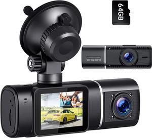 Dual Dash Cam FHD 1080P Front and Inside Dash Camera with 64GB SD Card Infrared Night Vision Car Camera with 1.5" LCD Display Parking Mode G-Sensor Loop Recording HDR