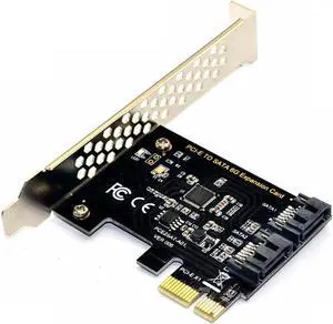 PCIe SATA Card 2 Ports, PCI-E to SATA Expansion Card, 6Gbps PCI-E (2X 4X 8X 16X) SATA 3.0 Controller Card for Windows 10/8/7/XP/Vista/Linux,Support SSD and HDD