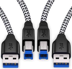 USB 30 Cable A Male to B Male 2Pack 6ft long USB 3 Cable braided USB 30 A to B Cable Cord White
