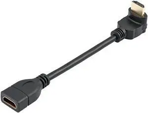 HDMI Extension Cable High Speed 90Degree Angle HDMI Male to Female Extension Wire Cord HDMI Extender Gold Plated Plugs Black 05FT HDMI Extension Cable High Speed 90Degree Angle HDMI Male to Female Extension Wire Cord HDMI Extender Gold Plated Plugs Black 05FT