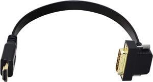 DVI to HDMI HDMI to DVI Flat Cable DVI-D to HDMI Adapter Bi-Directional Right Angle Gold-Plated DVI(24+1) Monitor Cable for PC Laptop HDTV Porjecto (DVI-HDMI Male) 30cm