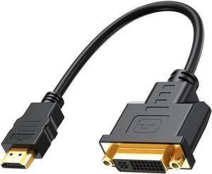 HDMI to DVI Short Cable 1ft, Bi-Directional DVI-I (24+5) Female to HDMI Male Adapter 1080P DVI to HDMI Converter Compatible with Xbox, PC, TV, TV Box, PS5, Blue-ray, Switch