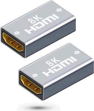 2-Pack 8K HDMI-compatible Extender 2.1 Cable Adapter Aluminum Alloy Female to Female Cable Converter for HDTV PS4 PS5 Laptop 4K HDMI Extender Aluminum Alloy Female to Female