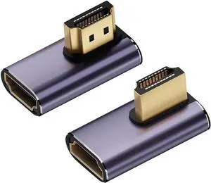 8K HDTV 90 Degree Adapter (2 Pack), Left & Right Angle HDMI-compatible Connector, UHD 48Gbps Male to Female Extender Support 8K@60Hz 4K@120Hz for Laptop,DVD,UHD TV, Monitors,PS