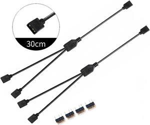 2 Pack 5V 3-Pin RGB 2-Way Female to x Female RBW LED Strip Splitter Cable,2 Port AURA RGB Lighting Hub w/ Gender Changer Adapter - 1 Foot