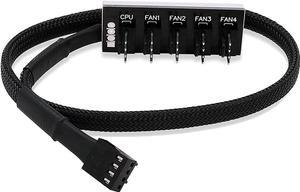 4-Pin PWM PC Fan Hub Power Supply Cable 1 to 5 Way Splitter PC Motherboard Case Fan Power Extension Cable Cord for ATX Computer Case 4-Pin and 3-Pin Cooling Fans