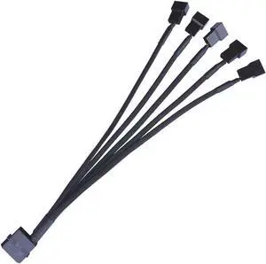 Molex to 3 Pin 4 Pin Fan Sleeved Power Splitter Cable Adapter,Molex to 5 x TX3 / TX4 (PWM) 12V PC Case Fan Cooler Y Splitter Power Extension Cord - 10 Inch,Black