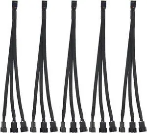 5 PCS Fan Splitter Cable 4 Pin Y Splitter 1 to 3 Converter PC Fan Power Extension Cable for PWM Fan Case Computer ATX Case