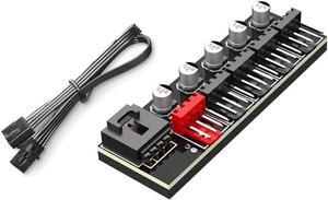 PWM-HUB5 5 Ports 4Pin PWM Fan Splitter Hub Cable,Motherboard 4 pin to 5 way Fan Power Cable for 12V Computer Fans