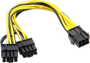 PCIe Power Splitter Cable, Video Card Dual 8 Pin to PSU 6-pin Power Adapter Cord,GPU PCI Express Card 6pin to 2 x 8pin(6+2) Internal Power Cable for Ethereum Mining - 8 Inches