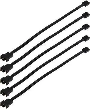 5 Pack Braided Sleeving 25CM Molex TX4 4pin Connectors CPU PWM Fan Power Extension Cable,4 pin Molex Plug Backword 2 pin 3pin Case fan