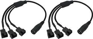 35cm 5.5x2.1mm DC Plug to 3 x 3 Pin or 4 Pin Computer PC Case Fan Power Splitter Adapter Cable