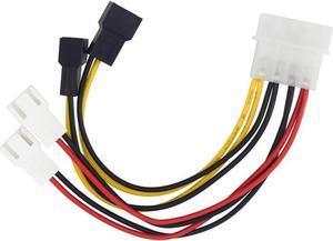 6 inch IDE Molex 4-pin to Case cooling Fan 3-pin TX3 Multi-Fan Out Power Adapter Converter Cable w/ Speed Reduction ,2x5V/2x12V