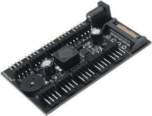 3Pin & 4Pin PWM Fan Speed Controller,SATA to 10 Way 4-pin Fan Hub Splitter Adapter for Cooling Radiator