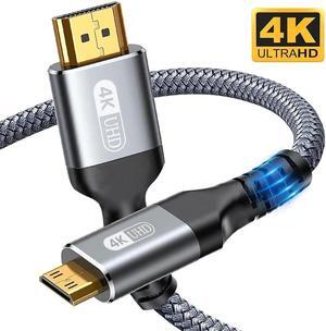 Mini HDMI to HDMI Cable HD 4K 60Hz High-Speed Braided HDMI-compatible Cable Bi-Directional 2.0 Cord for HDTV Tablet Camera(1m)