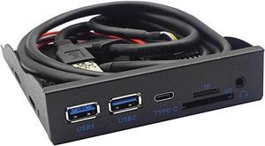 USB 3.2 GEN1 5Gbps Type C & 2 x USB-A Hub 3.5 Front Panel USB 3.0 SD/Micro SD/TF 3.5" Internal Card Reader with 4-Pole 3.5mm HD-Audio for 3.5 inch Floppy Disk Bay