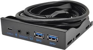 3.5 Inch USB Front Panel Hub of 10Gbps USB-C USB 3.2 Gen 2 ,2x USB 3.0 Ports and HD Audio Mic of Multi USB Slots , Motherboard USB 20-Pin & USB 3.2 Key-A Headers Required, Fits 3.5" PC Computer Case
