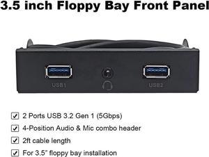 PC Case 3.5 inch front panel 2 Ports USB 3.0 USB Hub w/ HD Audio & Mic Combo Header 4Pin,Motherboard USB 19-Pin to 2 Female Adapter Cable - 2 FT