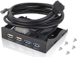 PC Case 3.5 inch front panel 4 Ports USB Hub,2 Ports USB 3.0 & 2 Ports USB 2.0,2ft USB Type A Female to motherboard Adapter Cable