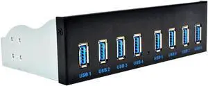 8 Ports USB 3.0 Hub 5.25" Front Panel Internal CD-ROM Bay Bracket, 8 x USB 3.0 Type A Female to Motherboard USB 20 pin Hub Splitter Adapter,USB 20pin to 8 USB 3.0 Splitter