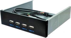 4 Ports USB 2.0 USB Hub PC Case 5.25 Inch Front Panel, Powered by Molex 4pin Connector - Motherboard USB 9/10 Pin to 4 USB-A Adapter - 2ft Adapter Cable
