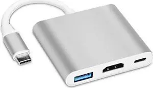 USB C to HDMI Multiport Adapter USB 3.1 Gen 1 Thumderbolt 3 to HDMI 4K Video Converter /USB 3.0 hub Port PD Quick Charging Port with Large Projection Compatible with MacBook Pro/MacBook Air