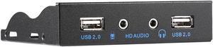 USB 2.0 Desktop PC Case 3.5" Front Panel Audio, USB 9 Pin to 2 Ports USB 2.0 Female Splitter Hub Floppy Bay Panel w/ HD Stereo Audio & Microphone - 2 Feet 9Pin Cable, Black