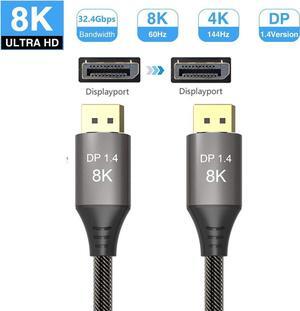 Male to Male DP Video Monitor Cable (8K@60Hz, 4K@144Hz), Ultra High Speed DP to DP Cables for Laptop, PC, TV, Gaming Monitor Cable - DisplayPort to DisplayPort Cable (10FT)