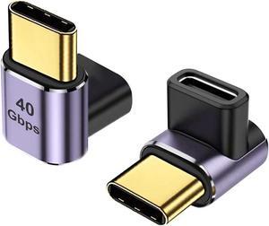 USB C Angle Adapter 40Gbps [2 Pack] 90 Degree USB C Type C Angled USB-C Male to Female Adapter 8k at 60hz USB 3.1 Right Angle Extension for Laptop Tablet VR Camera Smartphone (Up/Down) Compact