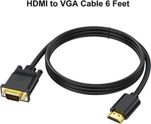 HDMI to VGA Cable 6 Feet HDMI to VGA Adapter (Male to Male) 1080P HD Video Cord Compatible for Computer Desktop Laptop PC Monitor Projector HDTV and More (NOT Bidirectional 1.8M)
