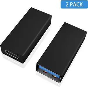 USB C to USB 3.0 Adapter USB C Female to USB Female Adapter USB C Female to USB 3.0 Female Adapter Connector USB to USB C Adapter Compatible with MacBook Pro Laptop 2 Pack (Black)