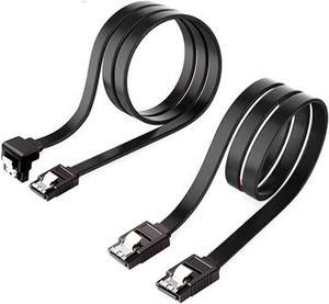 SATA III 6Gbps 1x Straight Data Cable and 1x 90 Degree Angle Cable with Locking Latch for SATA HDD SSD drives (2Pack)